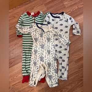 Kids One Piece Pajama Set - Green, Red, and Blue